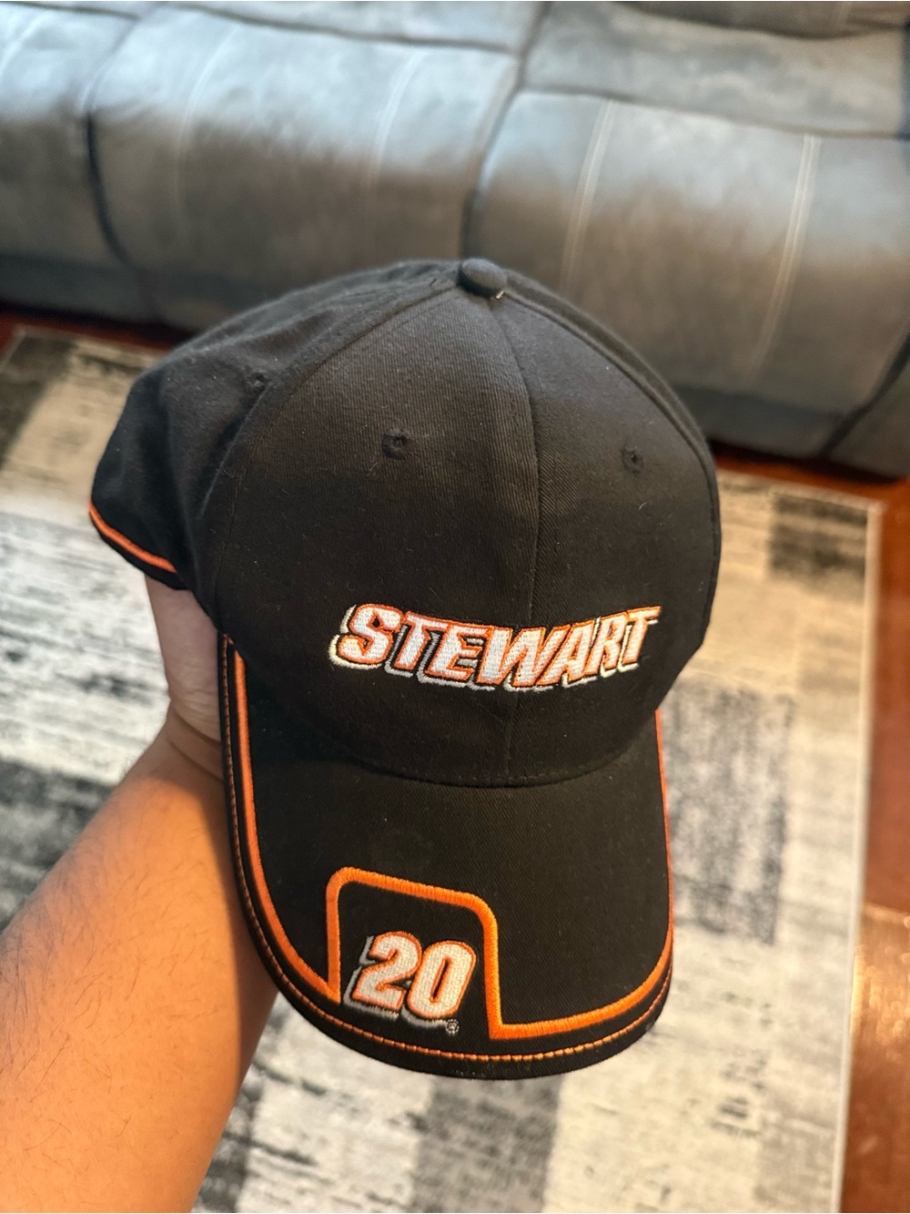 Nascar Stewart Black and Orange Embroidered Cap
